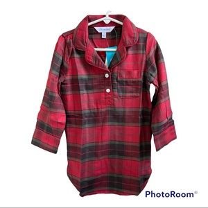 The Company Store Christmas Plaid Red Girls Sleepshirt Flannel Gown 5T NWT